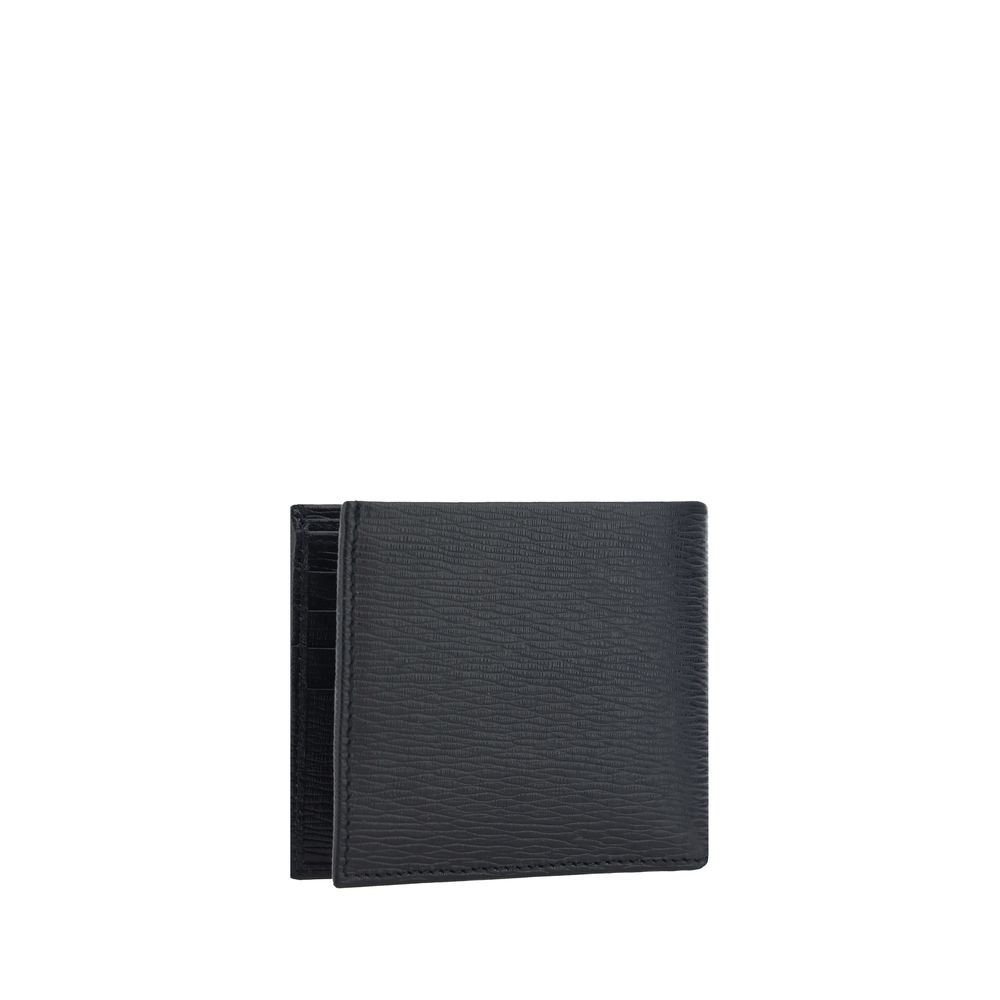 Ferragamo Black Calf Leather Bos Taurus Wallet