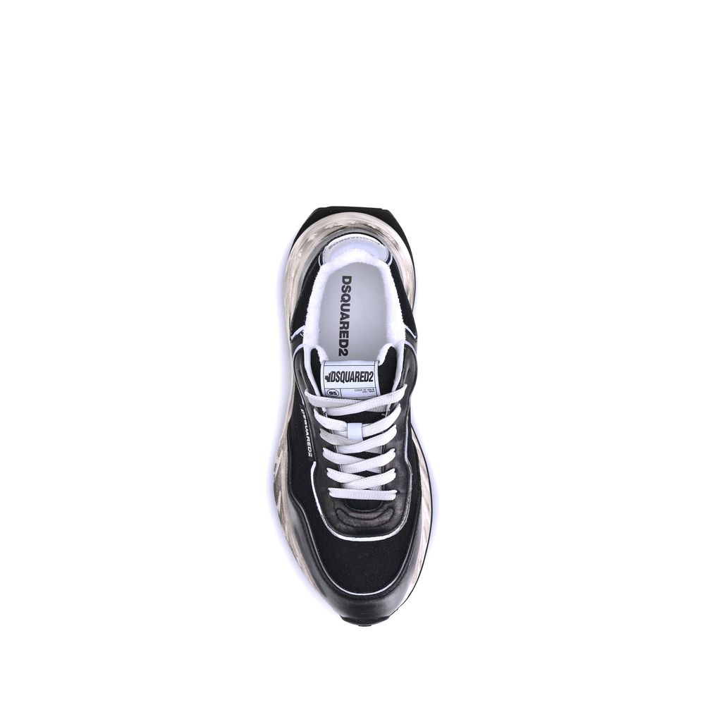 Dsquared² Black Calf Leather Bos Taurus Athletic Sneakers