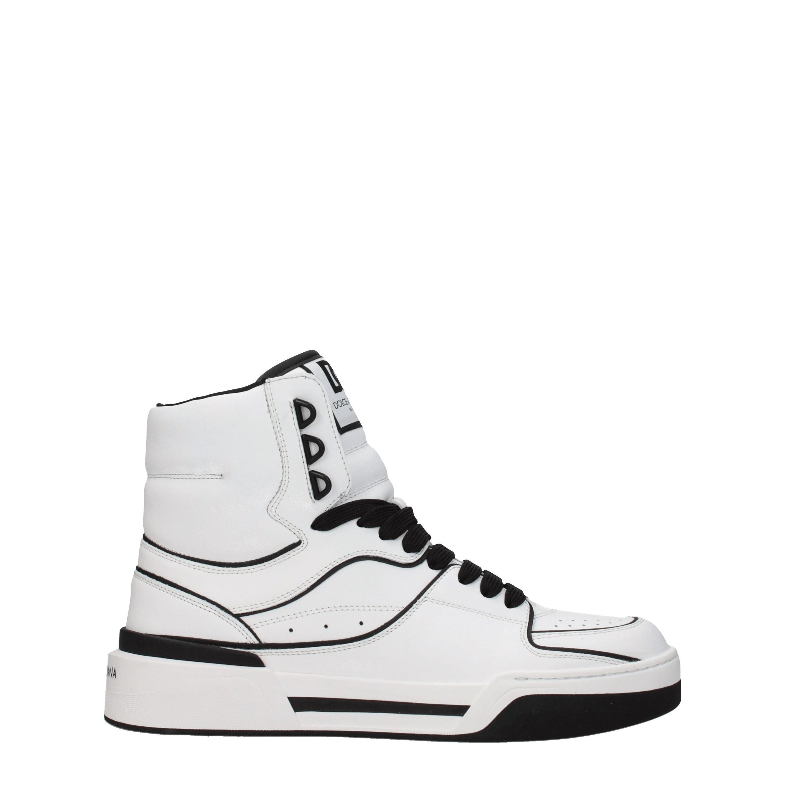 Dolce & Gabbana White Leather High Top Sneakers