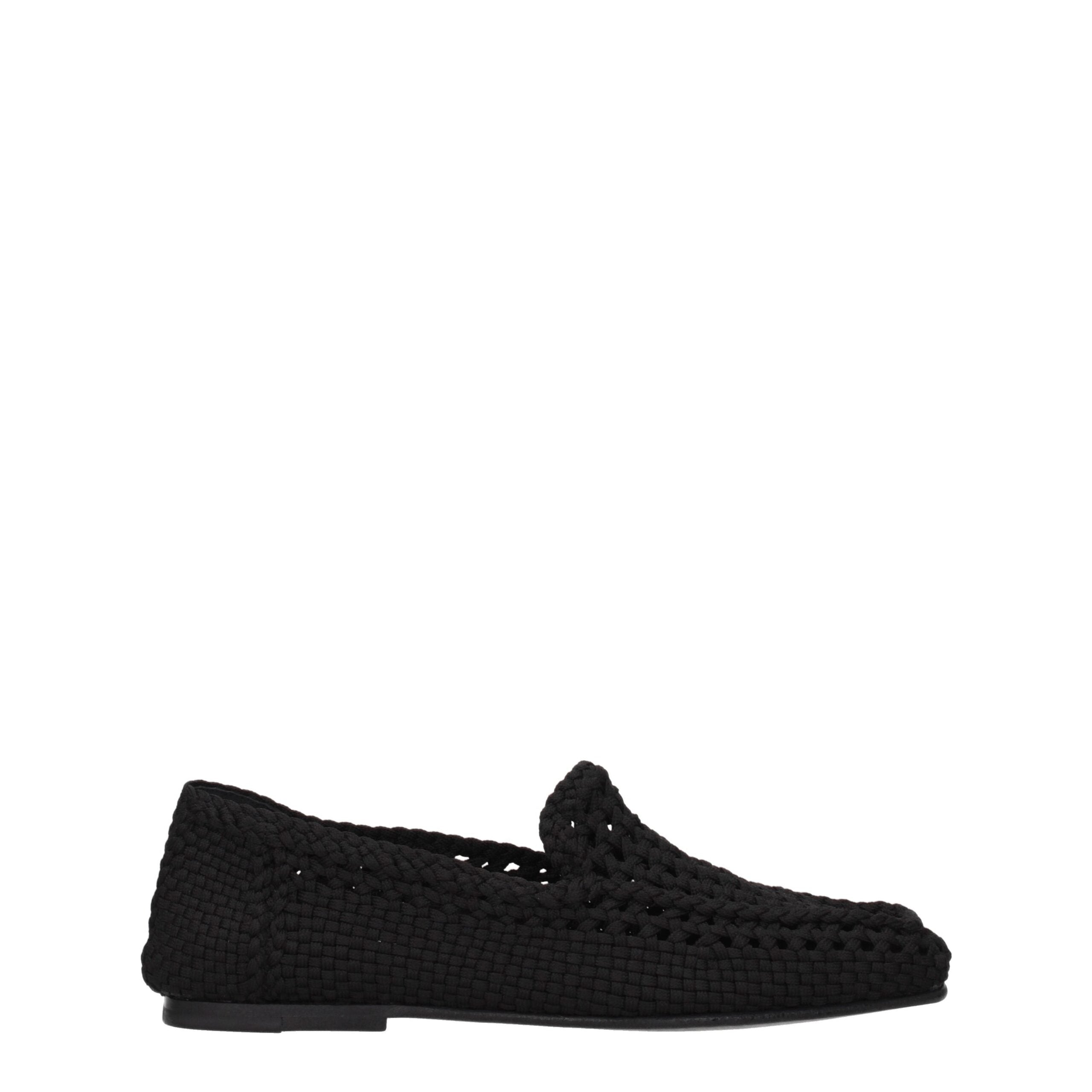 Dolce & Gabbana Black Fabric Slip-On Loafers