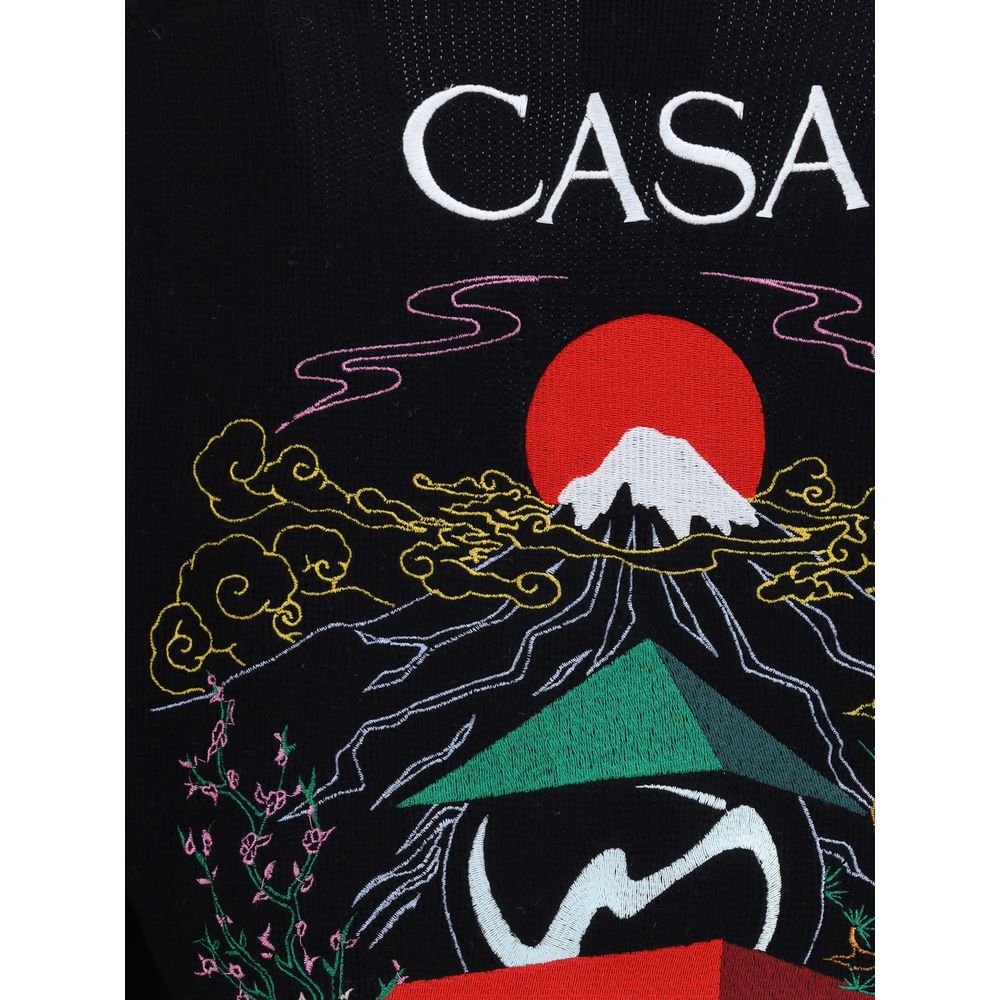 Casablanca Black Merino Wool Cardigan