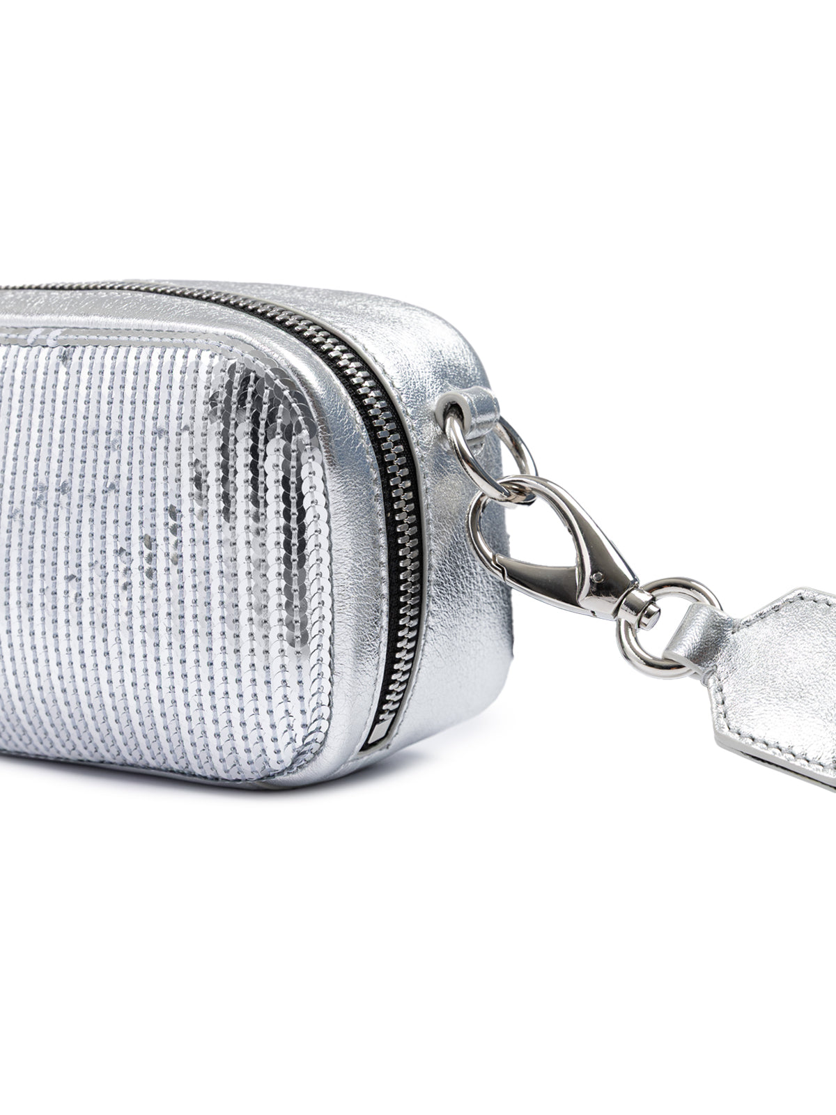 Dsquared² Silver Sequins and Leather Clutch Bag