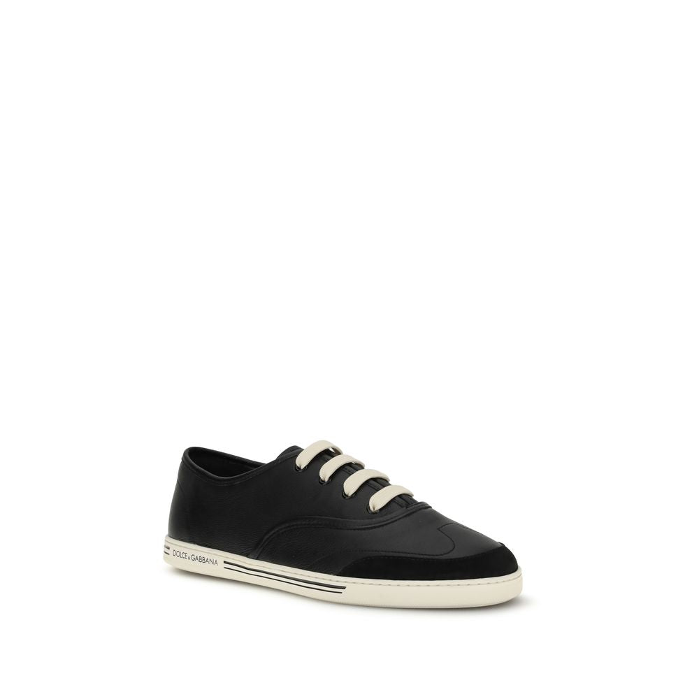 Dolce & Gabbana Black Leather Low Top Sneakers