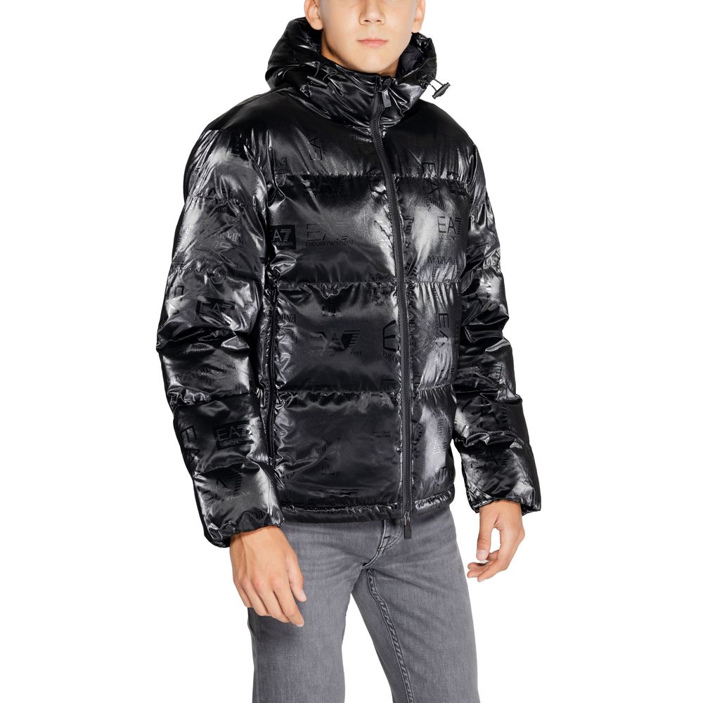 EA7 Emporio Armani Black Polyester Jackets &amp; Coat