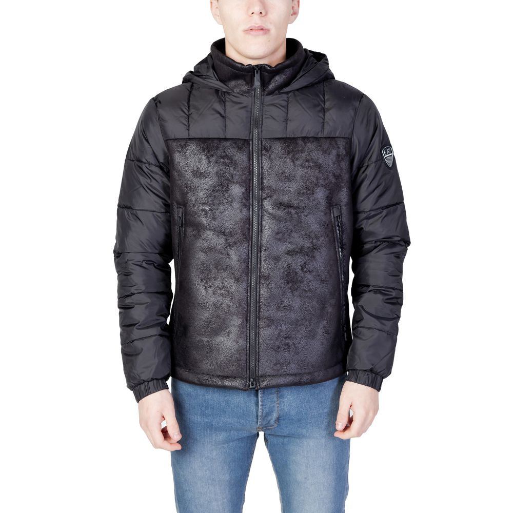 EA7 Emporio Armani Black Polyester Jackets &amp; Coat