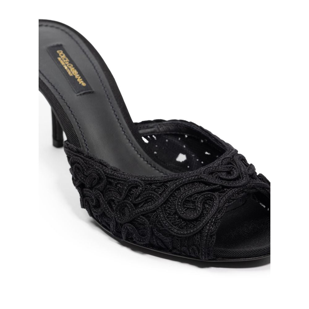 Dolce &amp; Gabbana Black Cotton Sandal