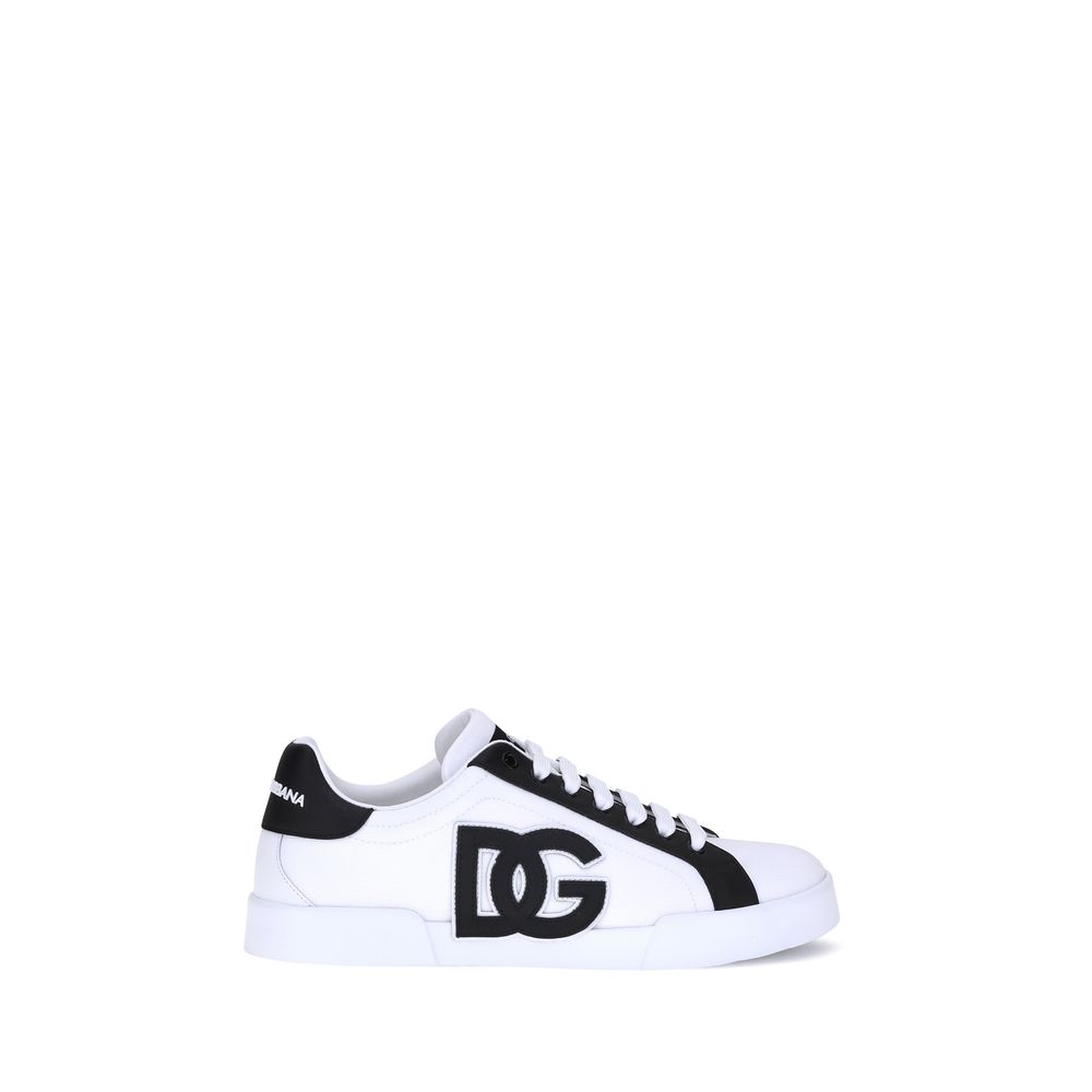Dolce & Gabbana Black Calf Leather Bos Taurus Low Top Sneakers