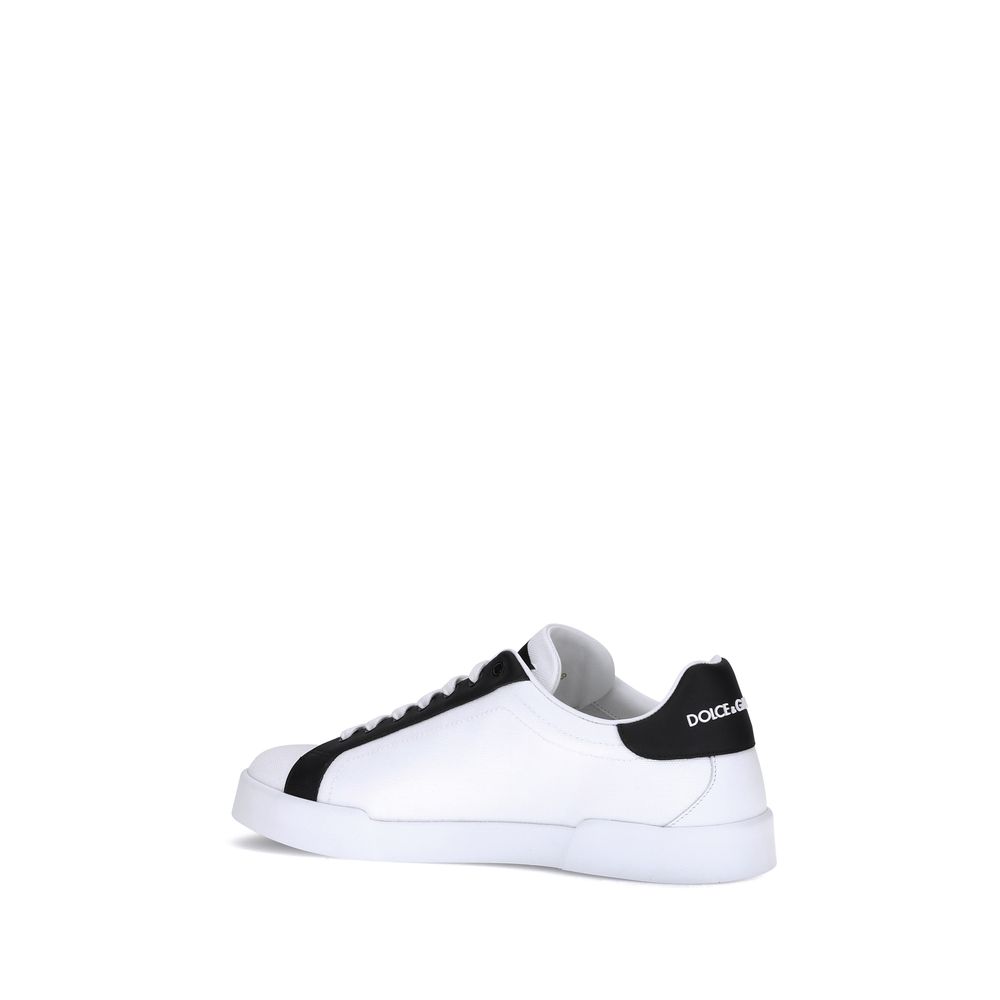 Dolce & Gabbana Black Calf Leather Bos Taurus Low Top Sneakers