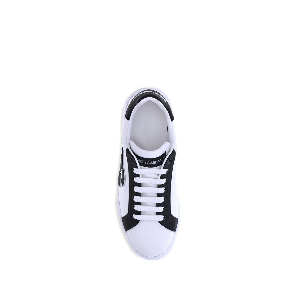 Dolce & Gabbana Black Calf Leather Bos Taurus Low Top Sneakers