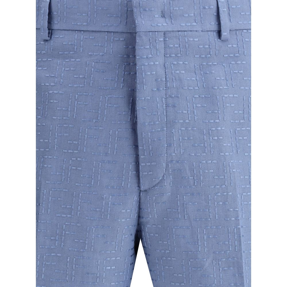 Fendi Light Blue Linen Bermuda Shorts