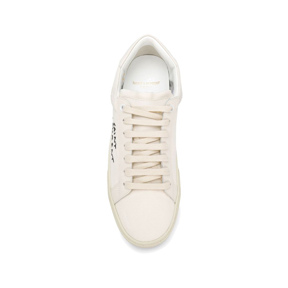 Saint Laurent White Canvas Low Top Sneakers