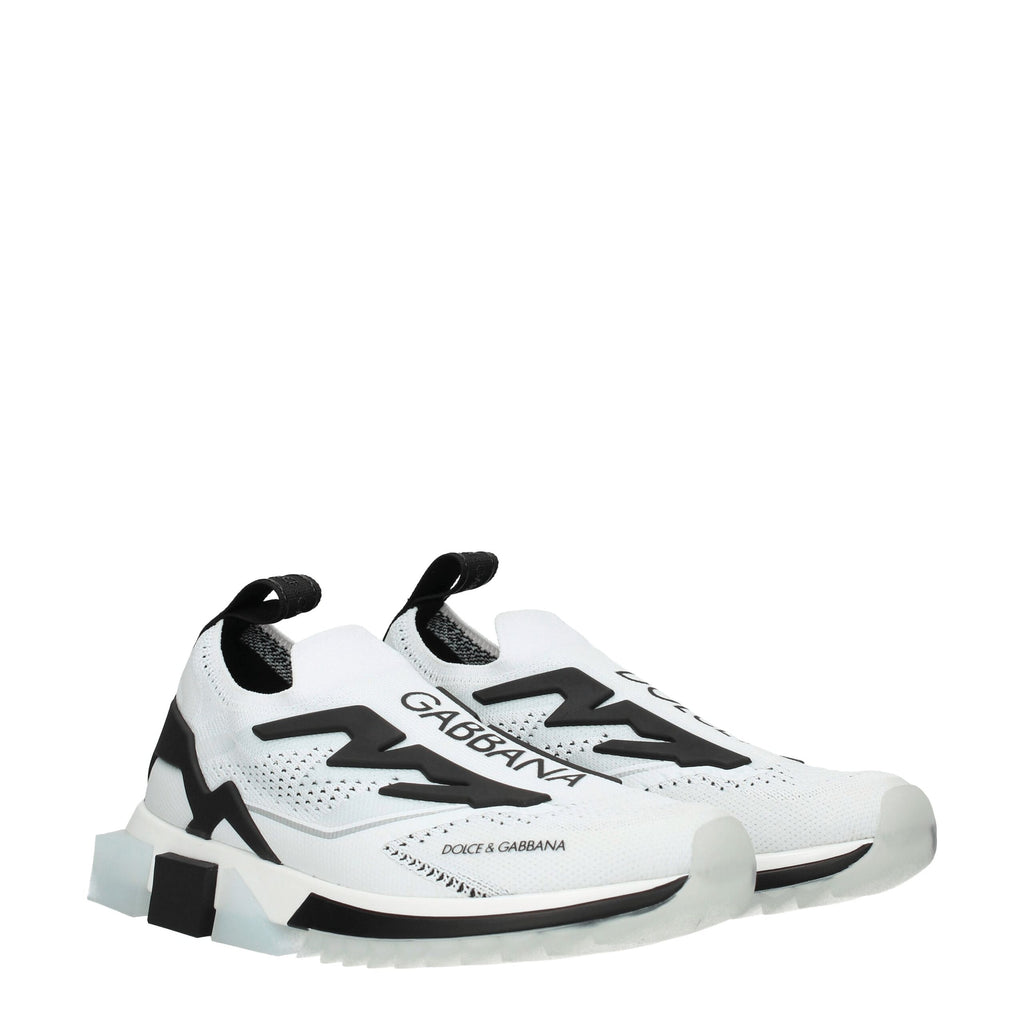 Dolce &amp; Gabbana White Fabric Athletic Sneakers