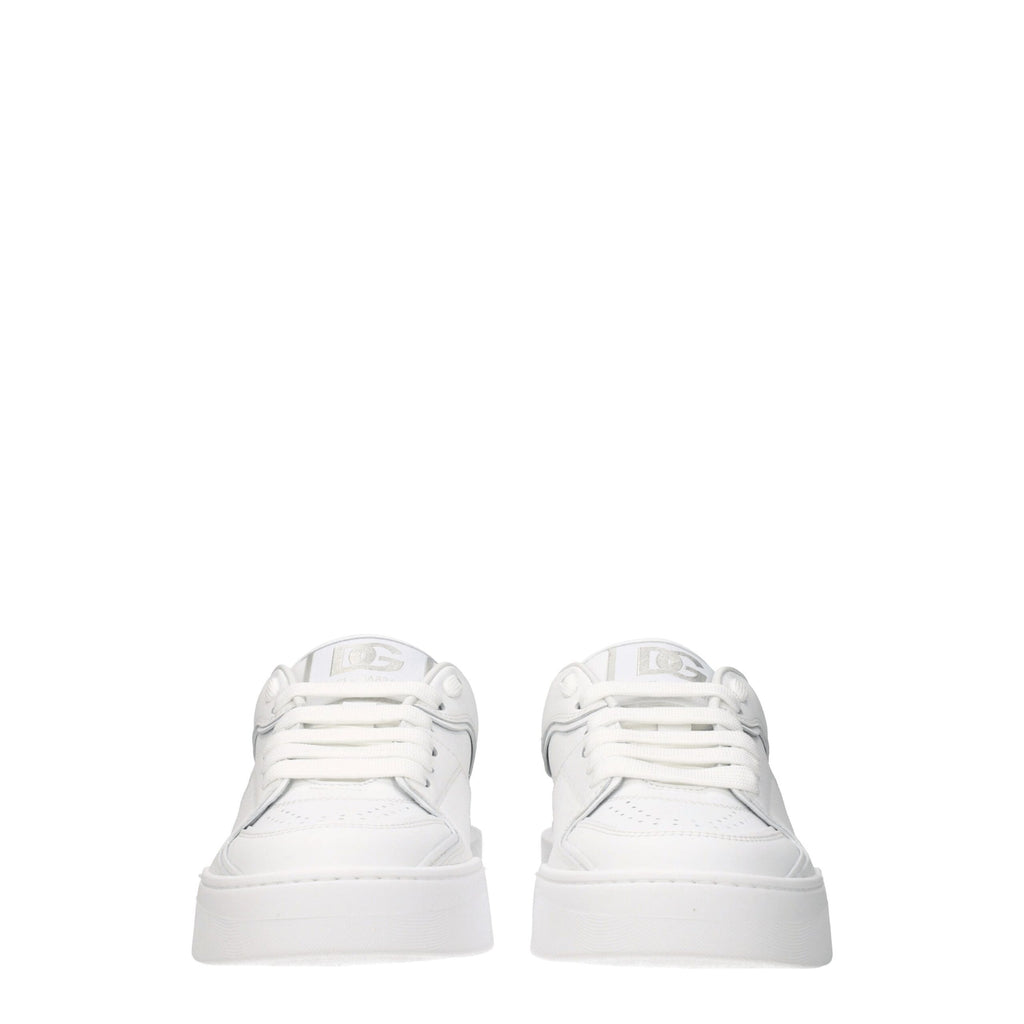 Dolce & Gabbana White Leather Low Top Sneakers