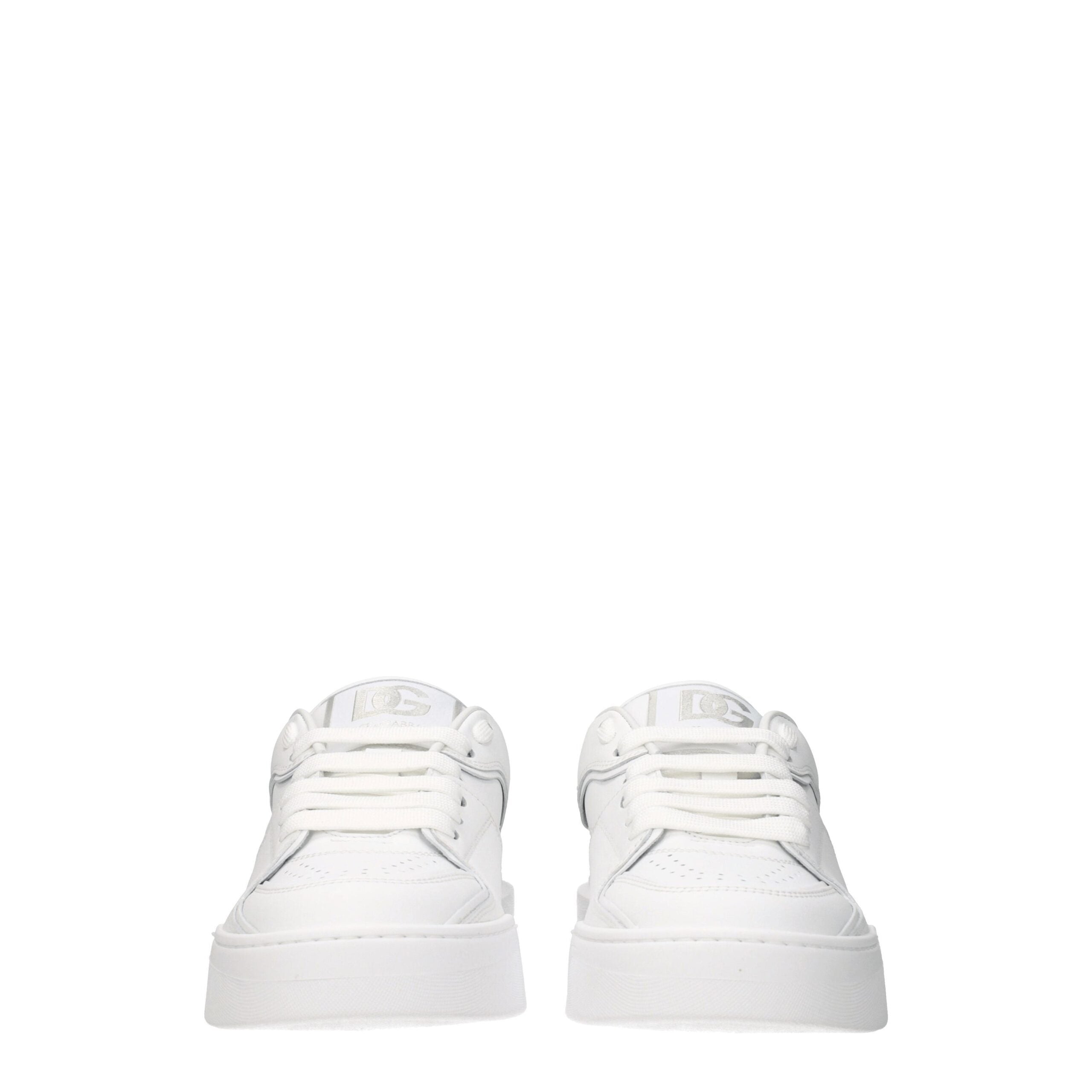 Dolce & Gabbana White Leather Low Top Sneakers