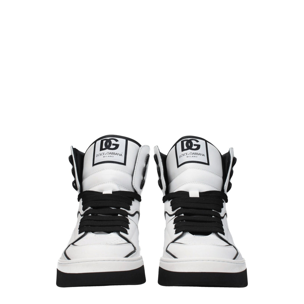 Dolce & Gabbana White Leather High Top Sneakers