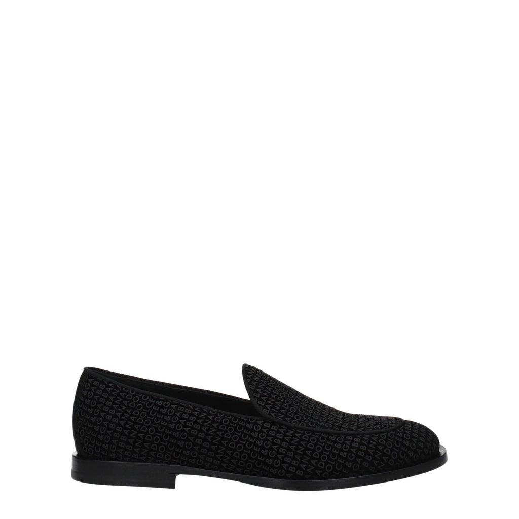 Dolce & Gabbana Black Velvet Slip-On Loafers