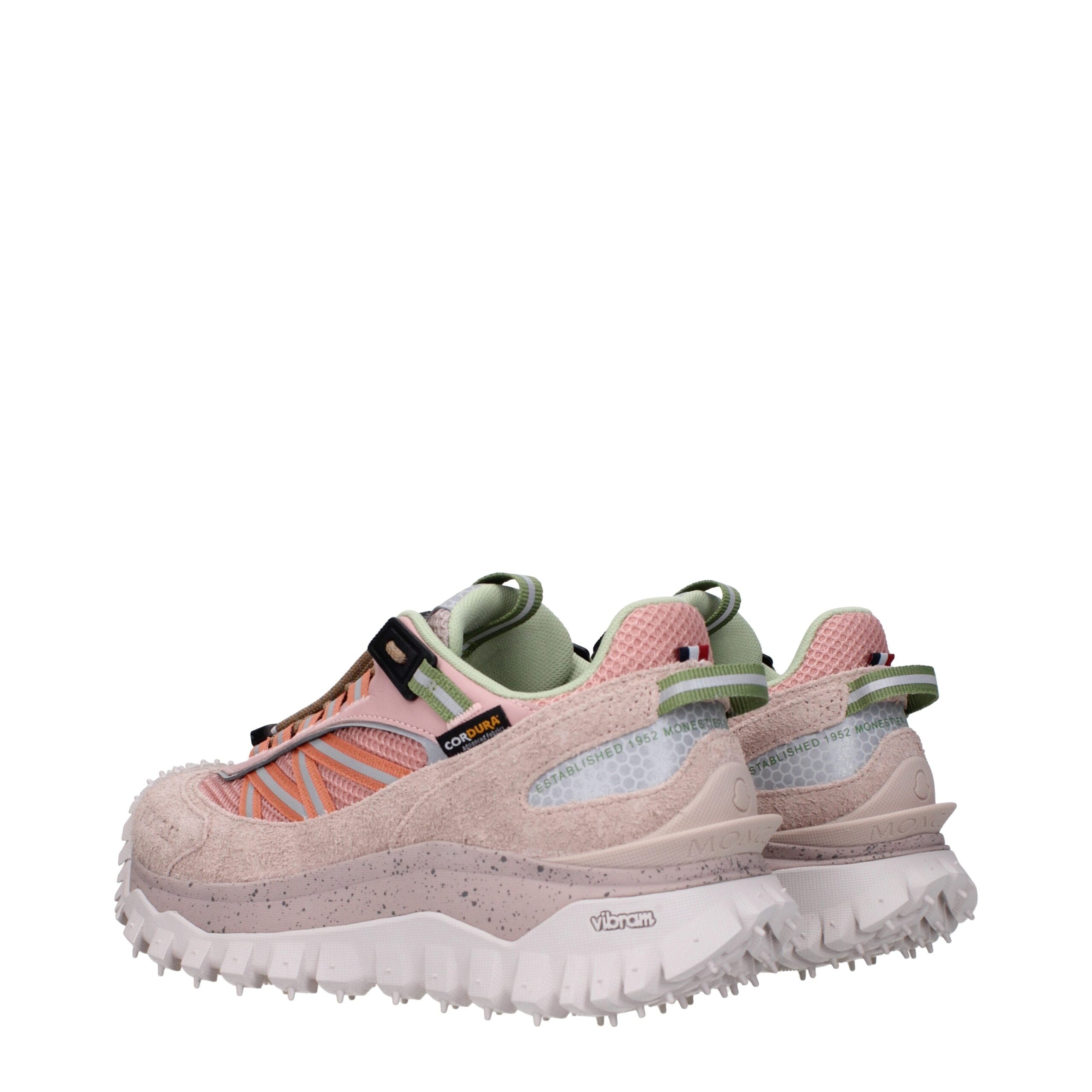 Moncler Pink Leather Athletic Sneakers
