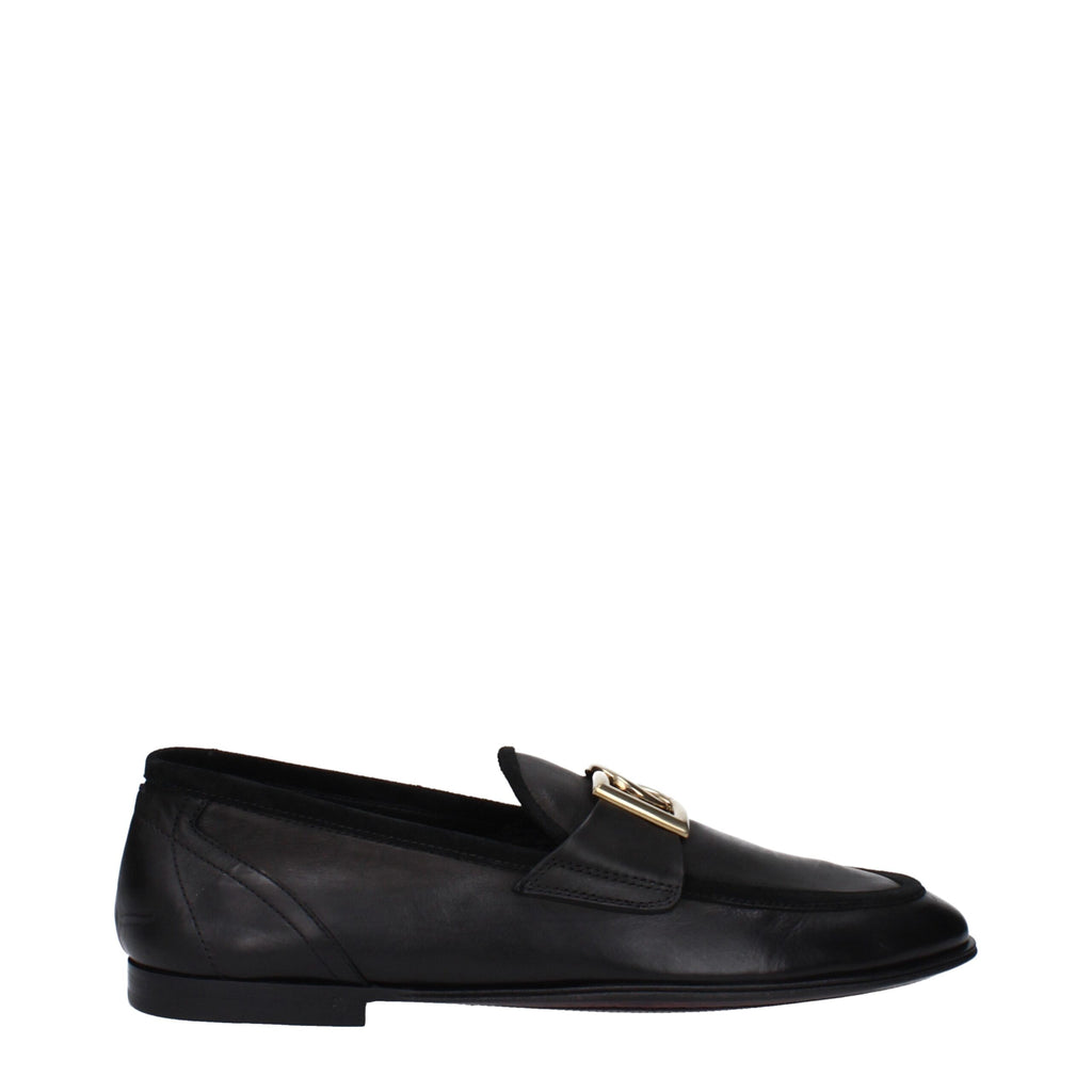 Dolce & Gabbana Black Leather Slip-On Loafers