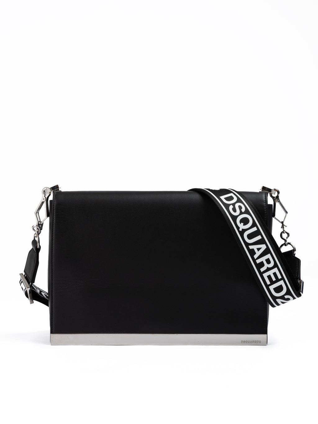 Dsquared² Black Leather Messenger Bag
