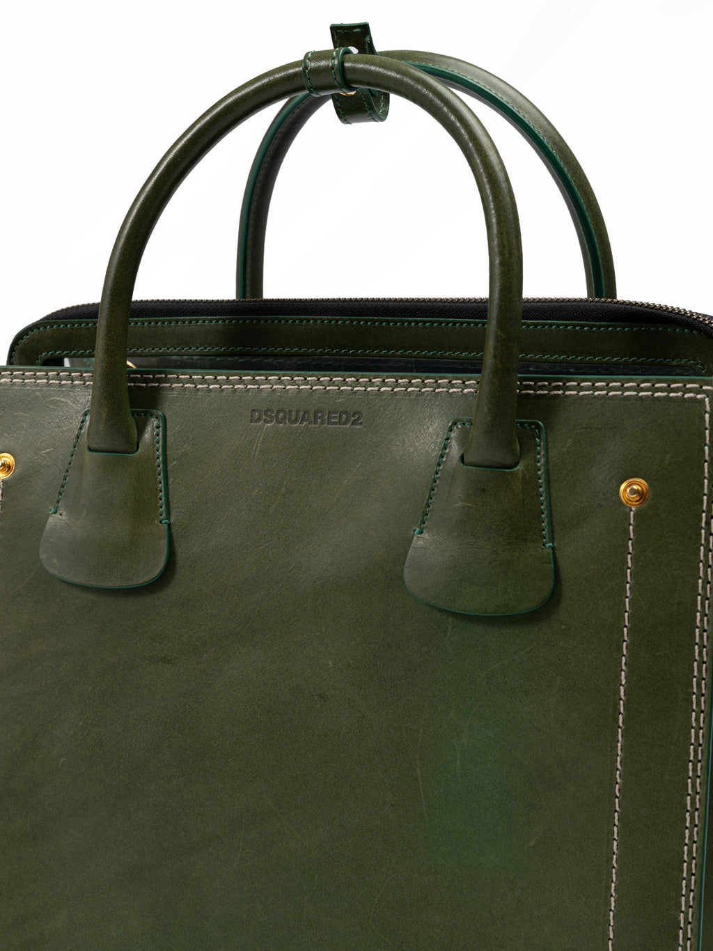 Dsquared² Green Leather Tote Bag