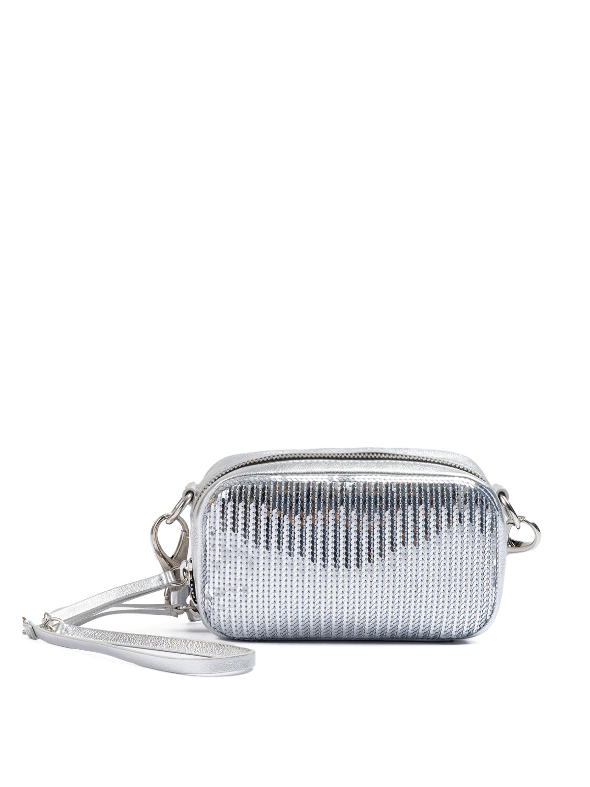 Dsquared² Silver Sequins and Leather Clutch Bag