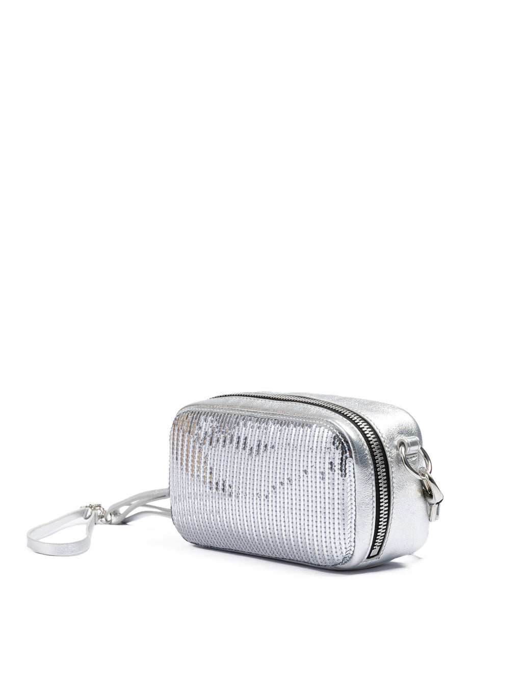 Dsquared² Silver Sequins and Leather Clutch Bag
