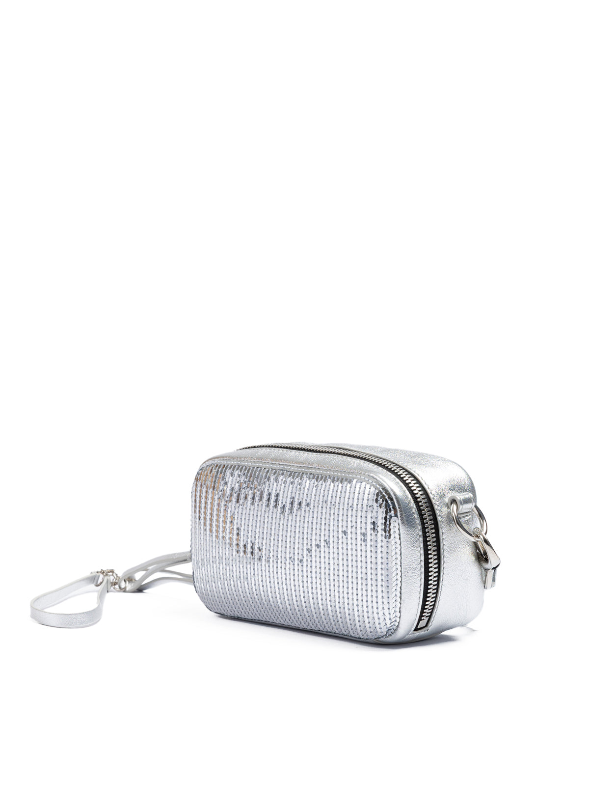 Dsquared² Silver Sequins and Leather Clutch Bag