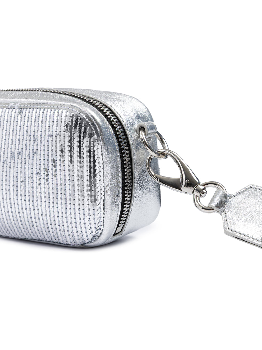 Dsquared² Silver Sequins and Leather Clutch Bag