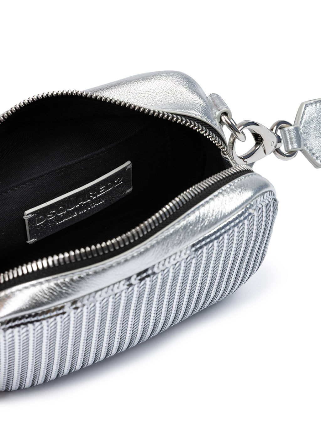 Dsquared² Silver Sequins and Leather Clutch Bag